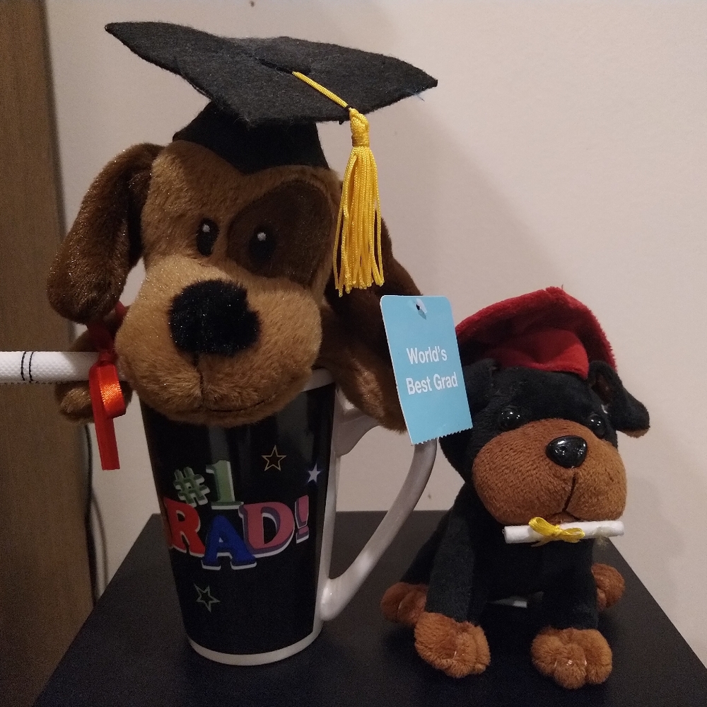 Dan Dee Graduation Dog and Mug with Another Graduation Dog